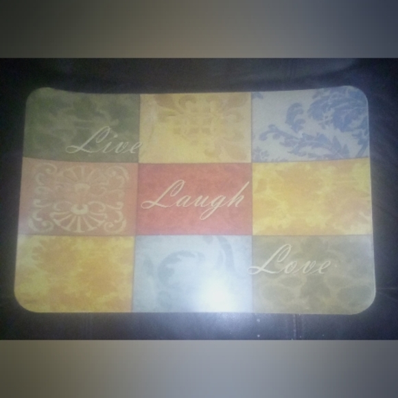 "Inspired" Live/Laugh/Love Damask Pattern Vinyl Geometric Placemats (4) - Picture 1 of 5